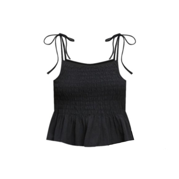 GAP Tops - Gap Square Neck Black Smocked Tie Strap Tank Top Size Medium